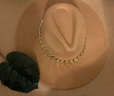 FIRE FEDORA W/Gold Link Chain- Tan